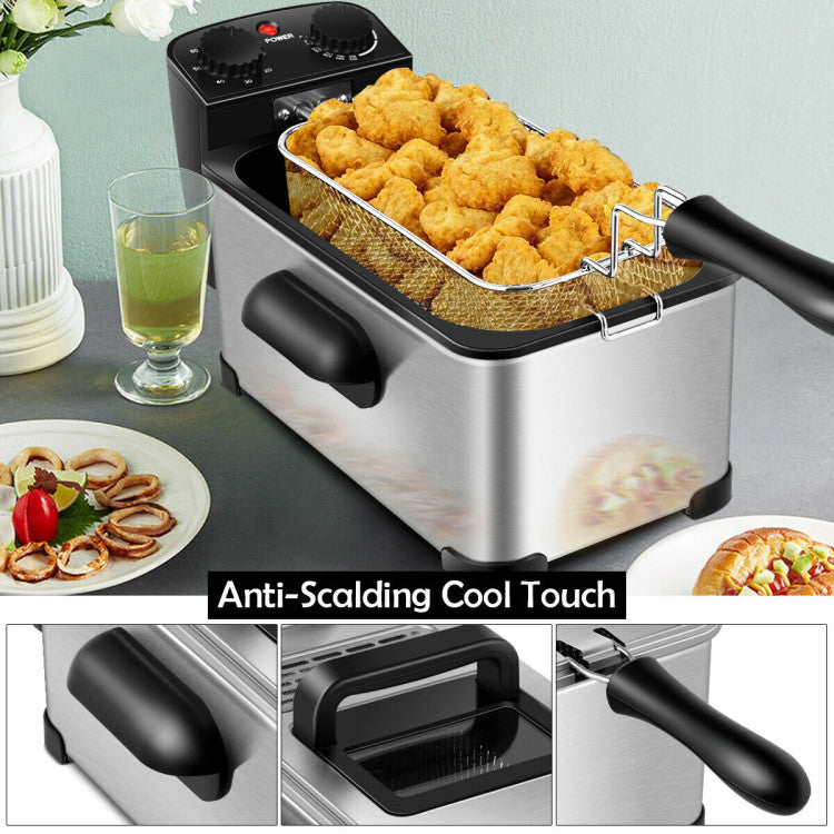 3.2 Quart Electric Stainless Steel Deep Fryer with Timer