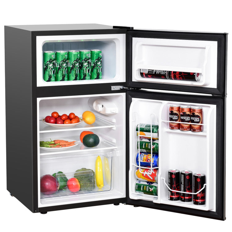 3.2 cu.ft. Compact Stainless Steel Refrigerator with  Removable Glass Shelf