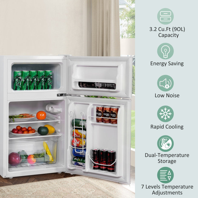 3.2 cu.ft. Compact Stainless Steel Refrigerator with  Removable Glass Shelf