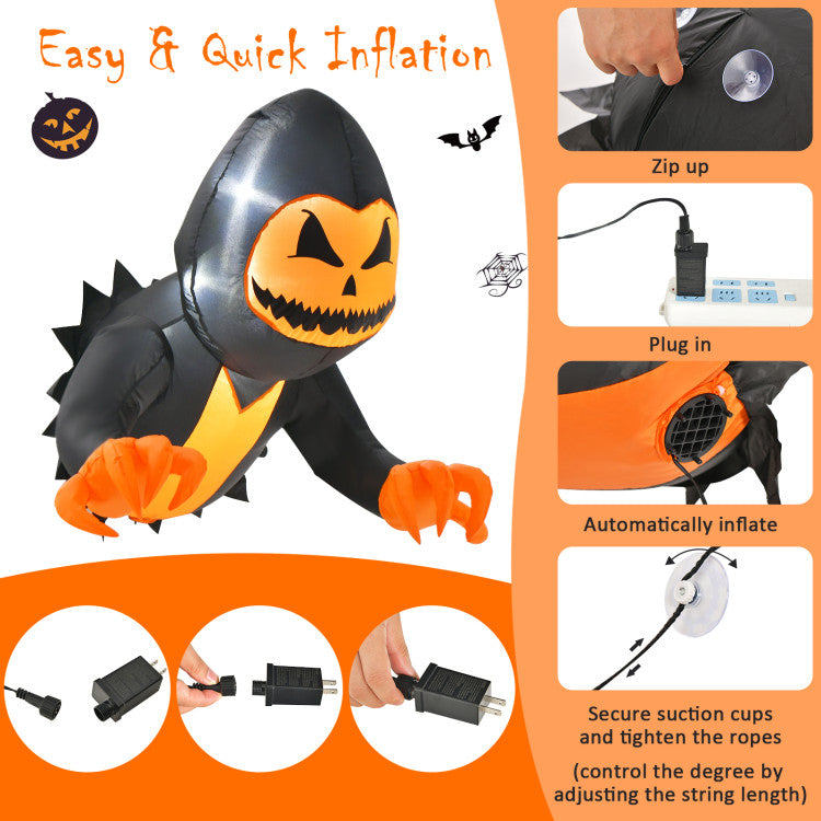 3.3 Feet Halloween Funny and Scary Inflatable Pumpkin Head Ghost