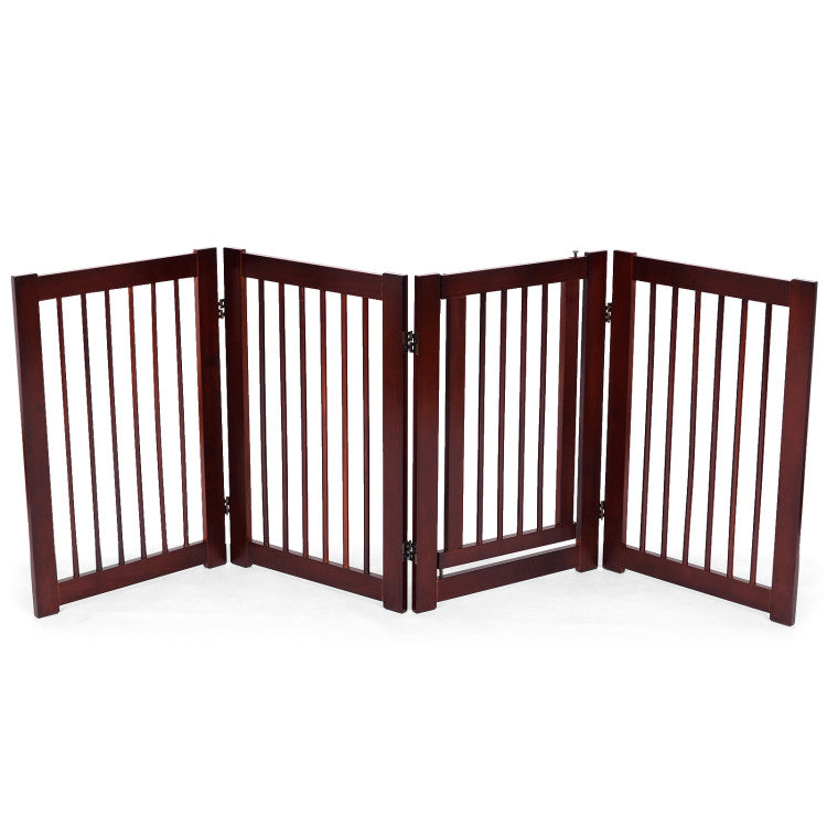 30 Inch 4 Panel Folding Configurable Wooden Fence for Pets