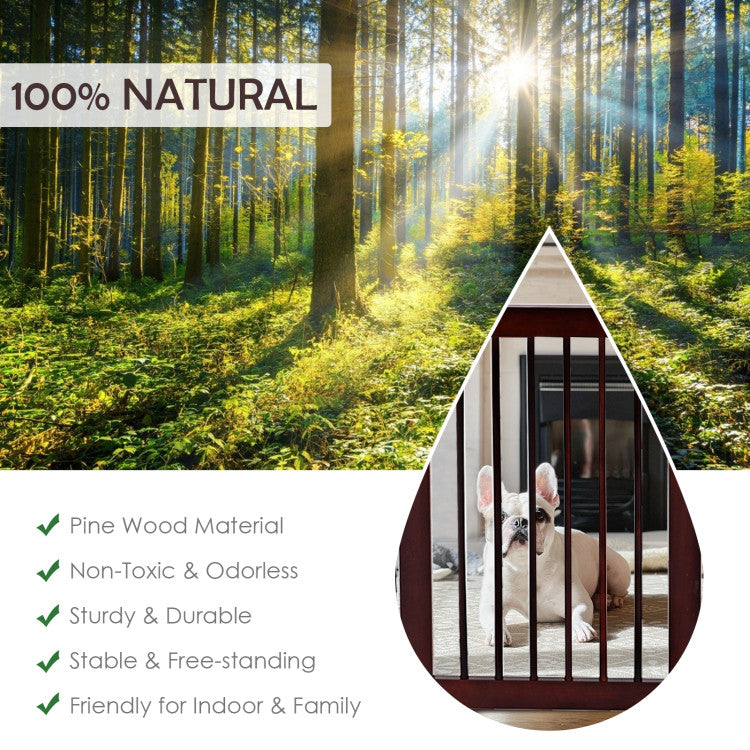 30 Inch 4 Panel Folding Configurable Wooden Fence for Pets