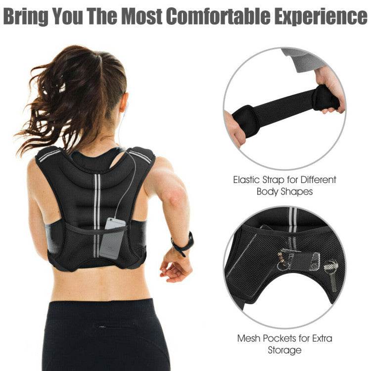 30LBS Adjustable Workout Weighted Vest with Pocket and Reflective Straps