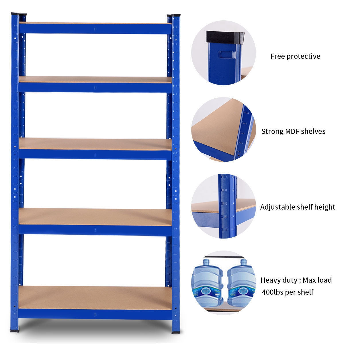 30 x 60 Inch 5 Level Garage Tool Storage Shelf with Adjustable Shelves