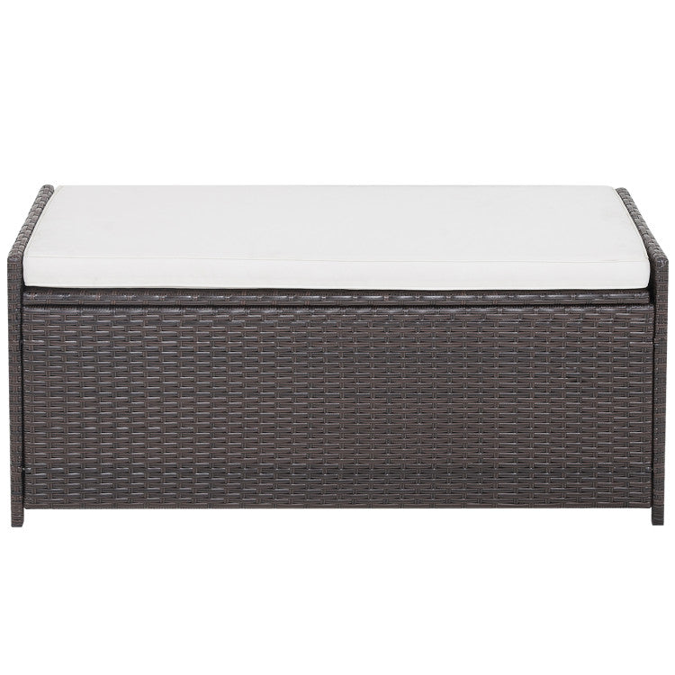 34 Gallon Patio Storage Bench with Seat Cushion and Zippered for Outdoor