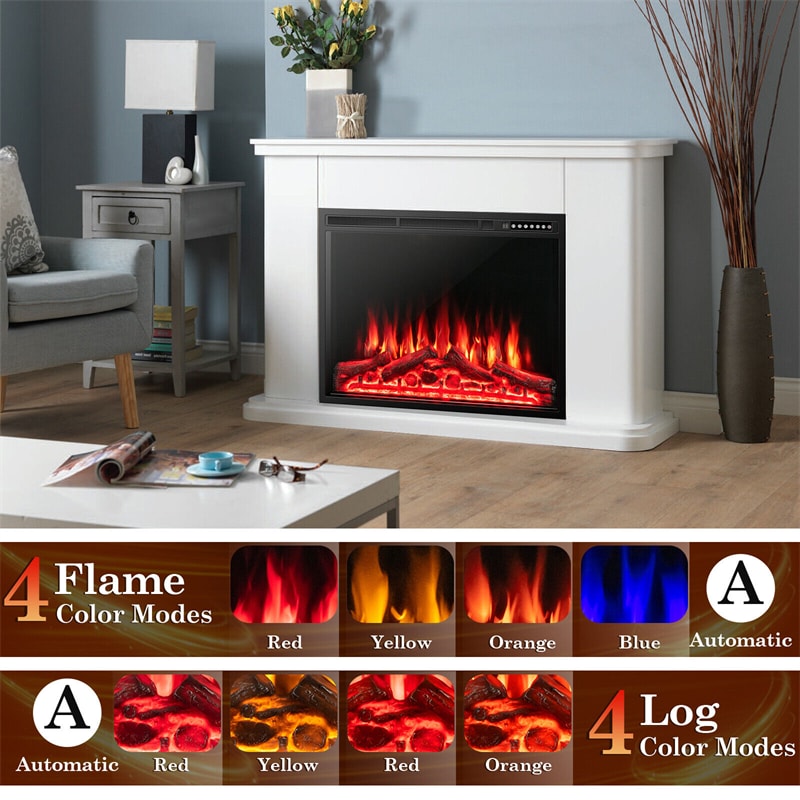 34" Electric Fireplace Insert Recessed Freestanding Fireplace Heater with Touch Panel, Remote Control & 4 Log Flame Effects