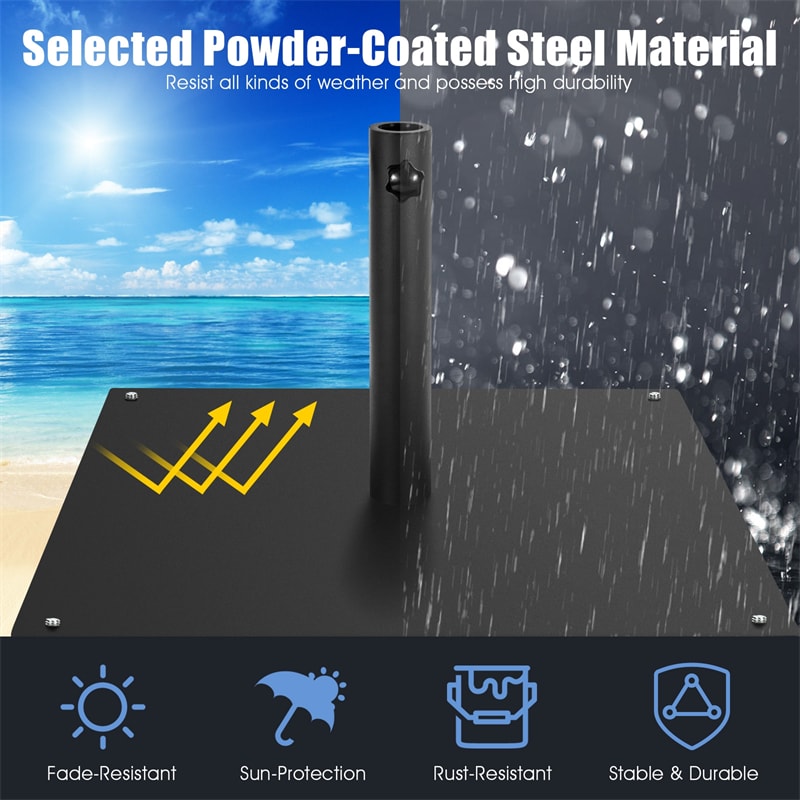 35 LBS Heavy Duty Steel Umbrella Base 20" Square Patio Market Umbrella Stand Weighted Base with 4 Adjustable Footpads