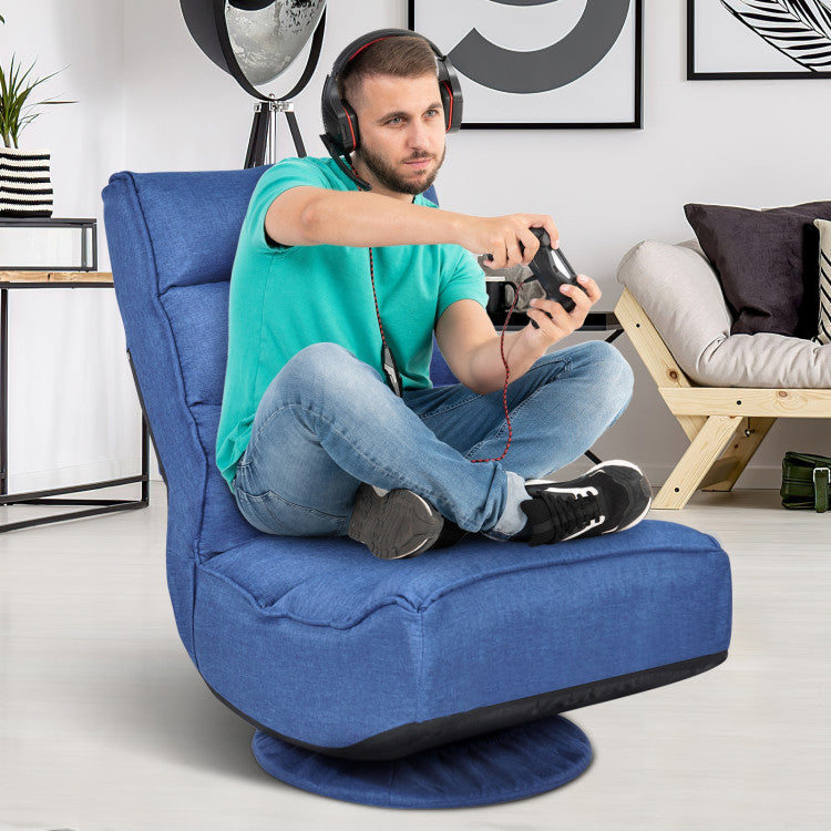 360-Degree Swivel Folding Floor Gaming Chair with Adjustable Backrest