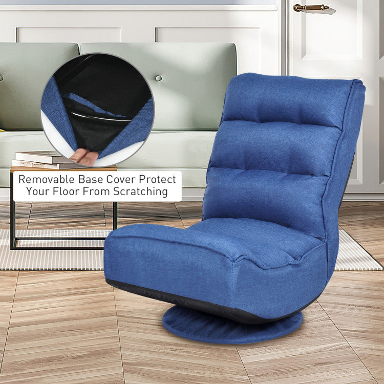 360-Degree Swivel Folding Floor Gaming Chair with Adjustable Backrest