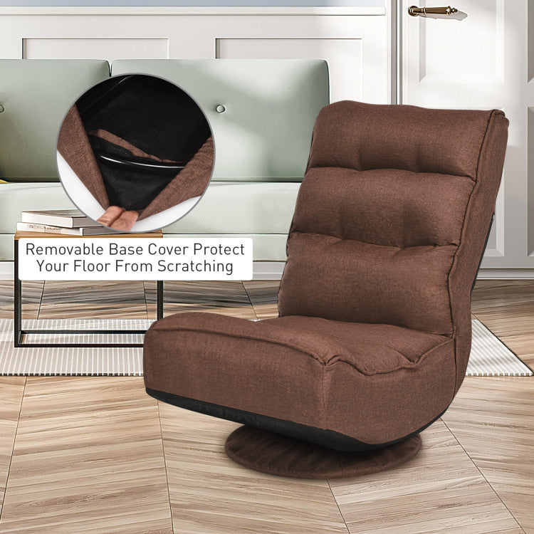 360-Degree Swivel Folding Floor Gaming Chair with Adjustable Backrest