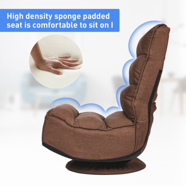 360-Degree Swivel Folding Floor Gaming Chair with Adjustable Backrest