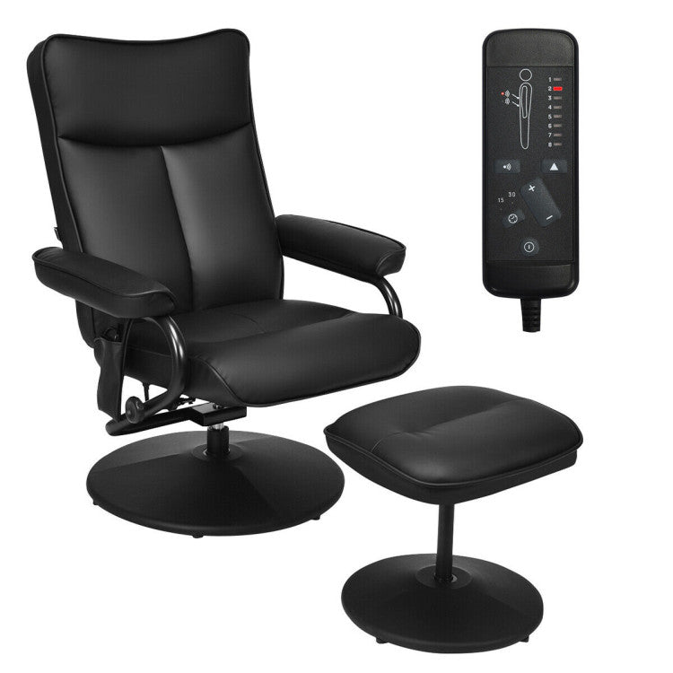 360° Swivel Electric Massage Recliner Chair with Ottoman and Remote Control