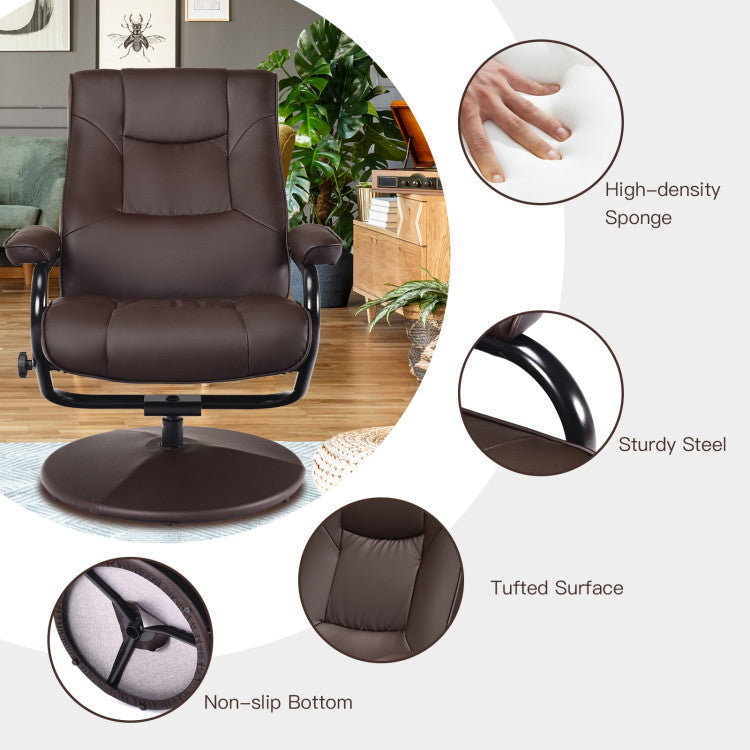 360° Swivel Recliner Chair with Ottoman for Bedroom & Living Room