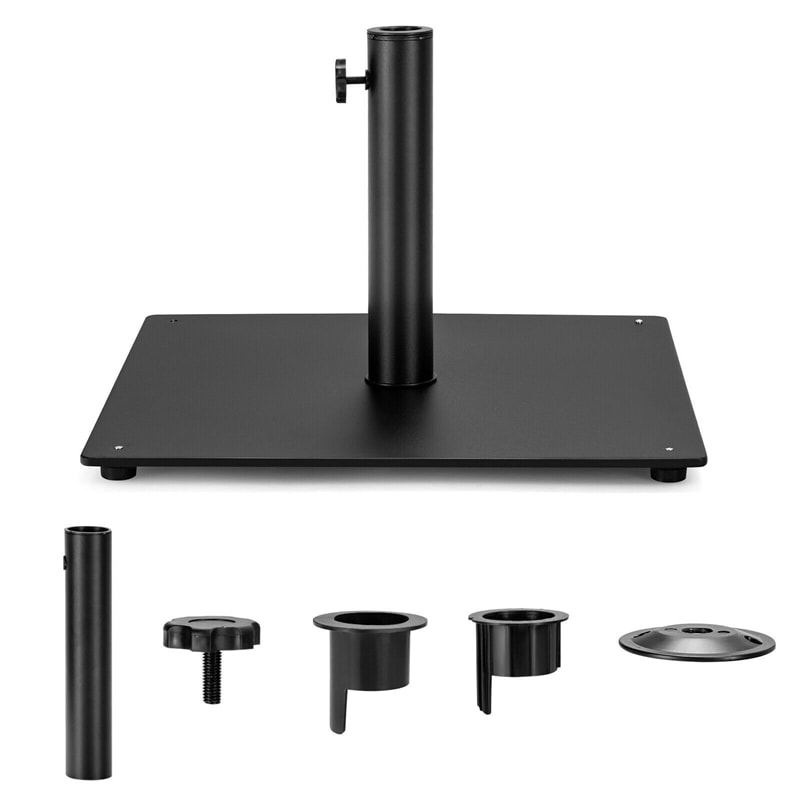 36 lbs Heavy Duty Metal Umbrella Base 20" Square Patio Umbrella Stand with 3 Adapters and Adjustable Foot