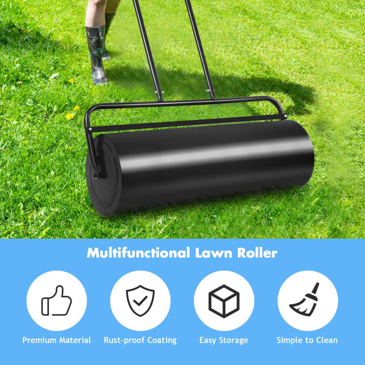 36 x 12 Inch Tow Lawn Roller Water Filled Metal Push Roller