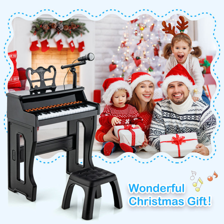 37 Keys Kids Music Piano with Microphone and Detachable Music Stand