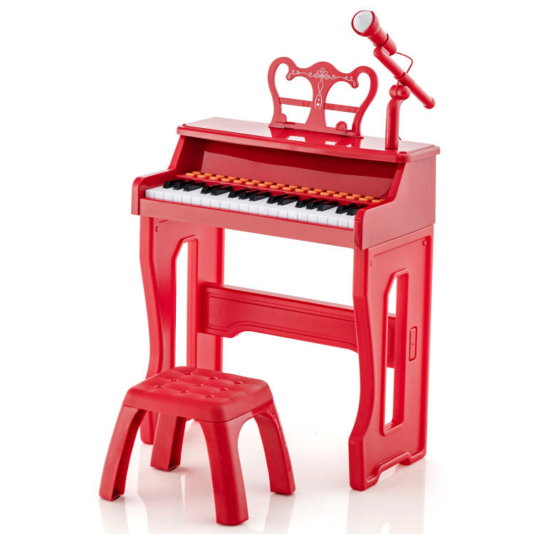 37 Keys Kids Music Piano with Microphone and Detachable Music Stand