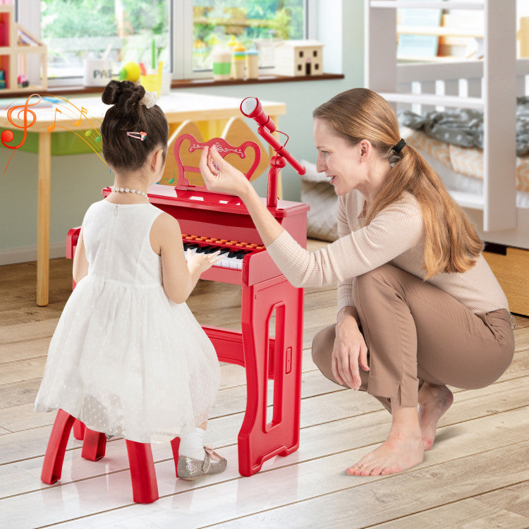 37 Keys Kids Music Piano with Microphone and Detachable Music Stand