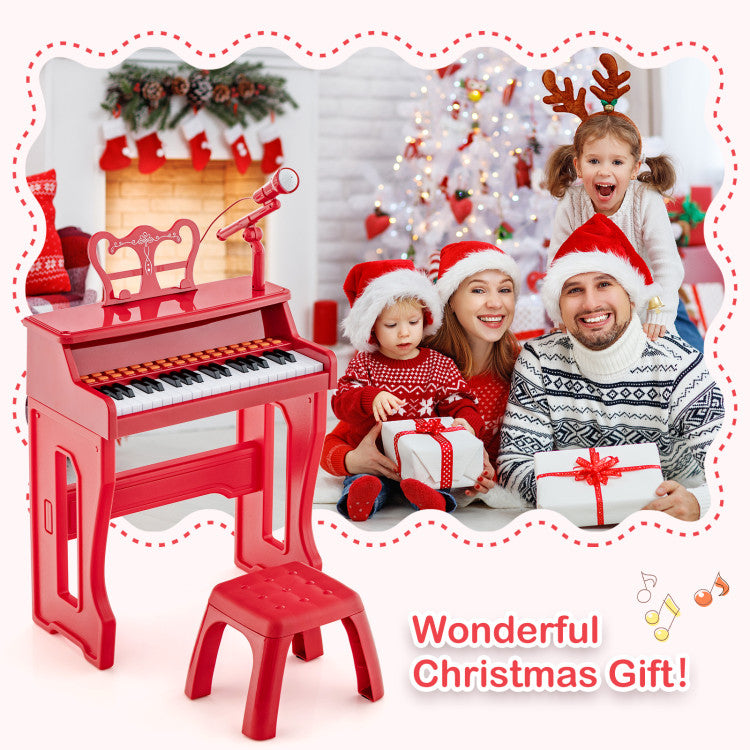 37 Keys Kids Music Piano with Microphone and Detachable Music Stand