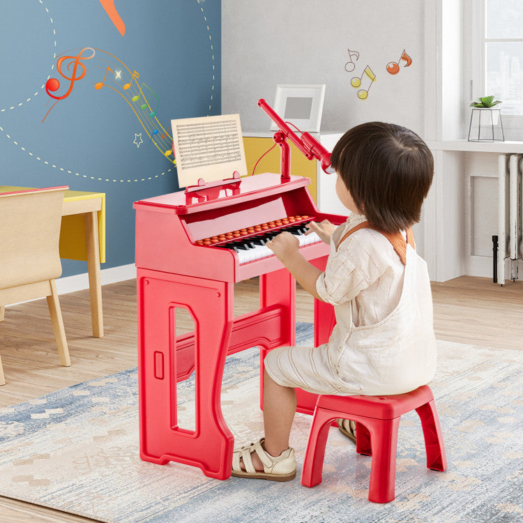 37 Keys Kids Music Piano with Microphone and Detachable Music Stand