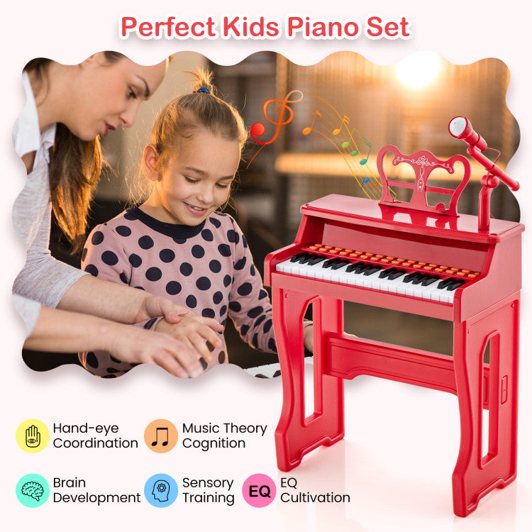 37 Keys Kids Music Piano with Microphone and Detachable Music Stand