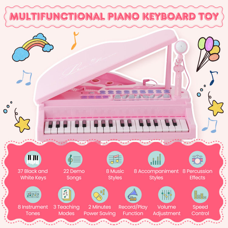 37 Keys Kids Piano Keyboard with Stool for 3+ Years Kids