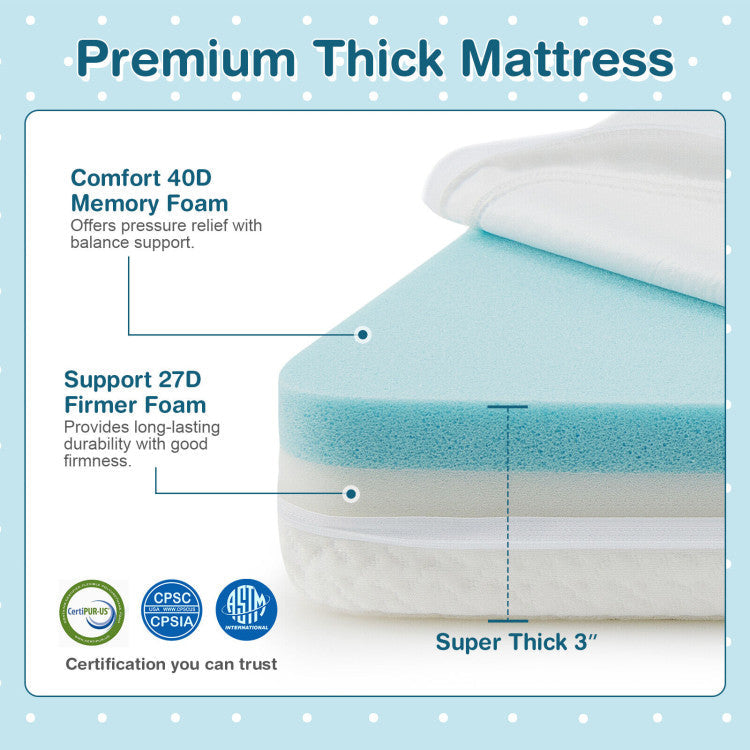 38 x 26 Inch Foldable Dual Sided Baby Mattress Pad with Removable Washable Cover