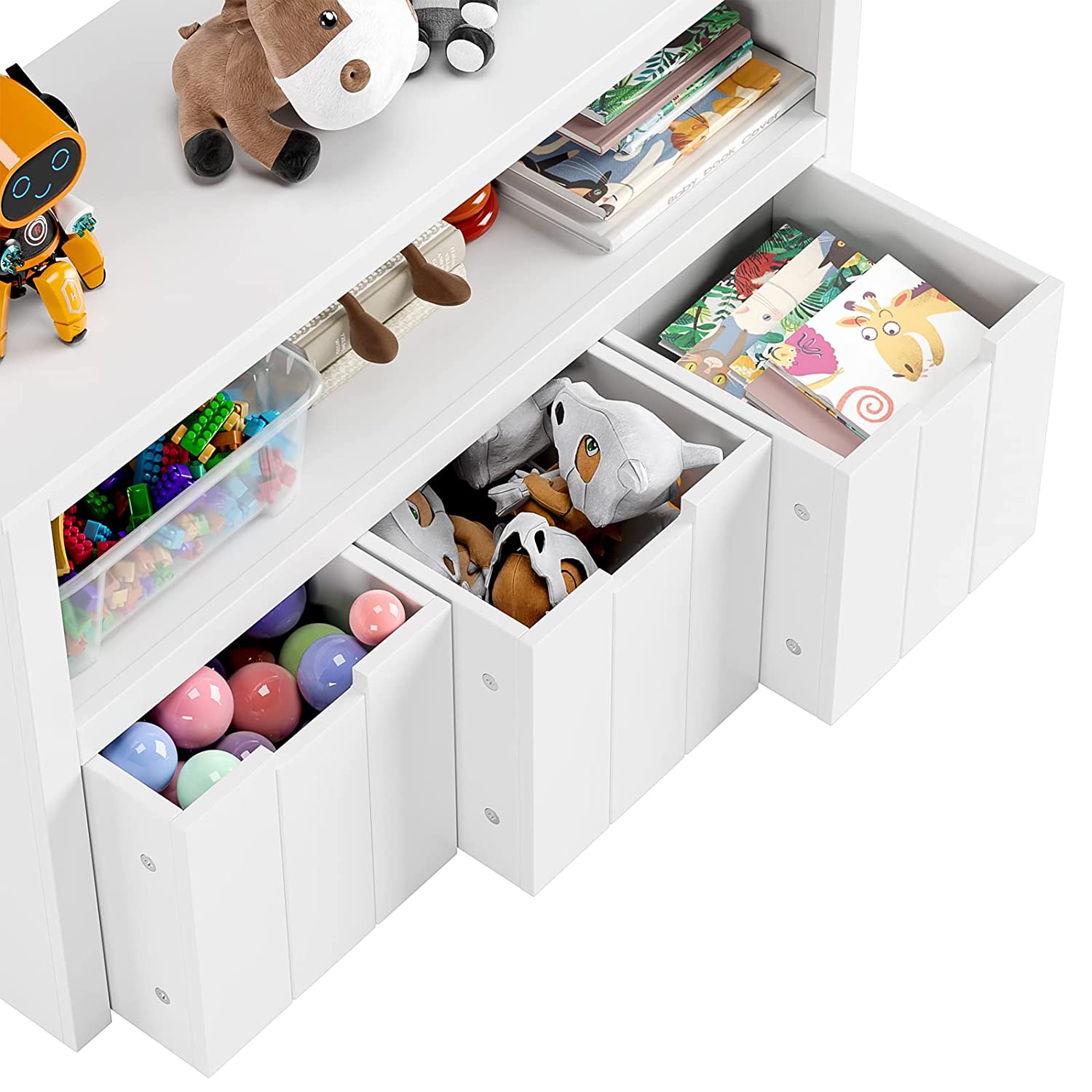 Slide-Out Drawers Kids Toy Storage Cabinet for Bedroom