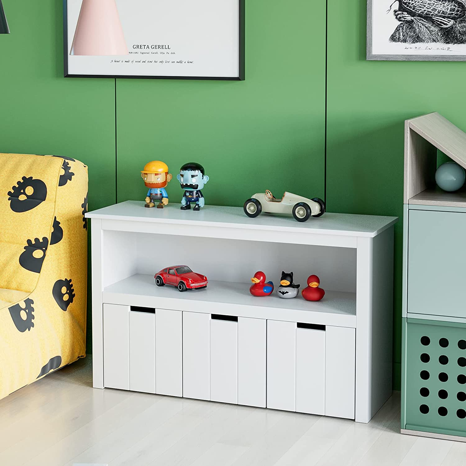 Slide-Out Drawers Kids Toy Storage Cabinet for Bedroom