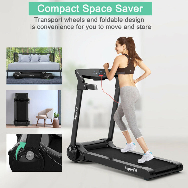 3HP Electric Folding Treadmill with Bluetooth Speaker and HD Digital Display