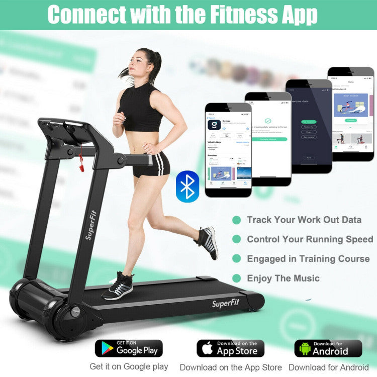 3HP Electric Folding Treadmill with Bluetooth Speaker and HD Digital Display