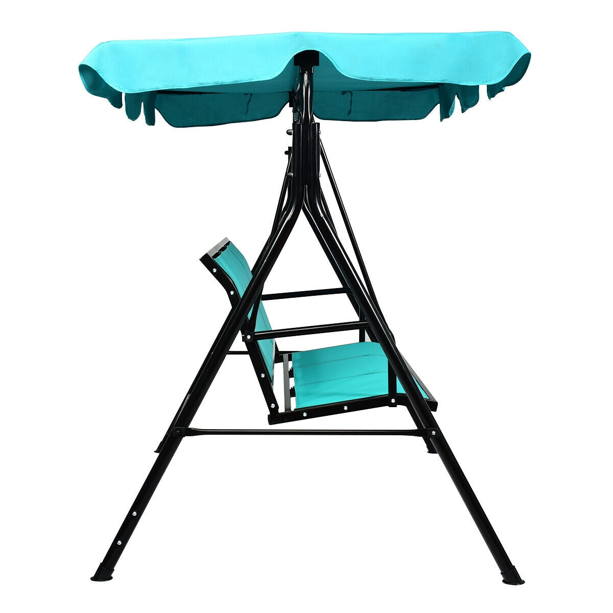 3 Person Steel Frame Patio Swing with Polyester Angle and Adjustable Canopy