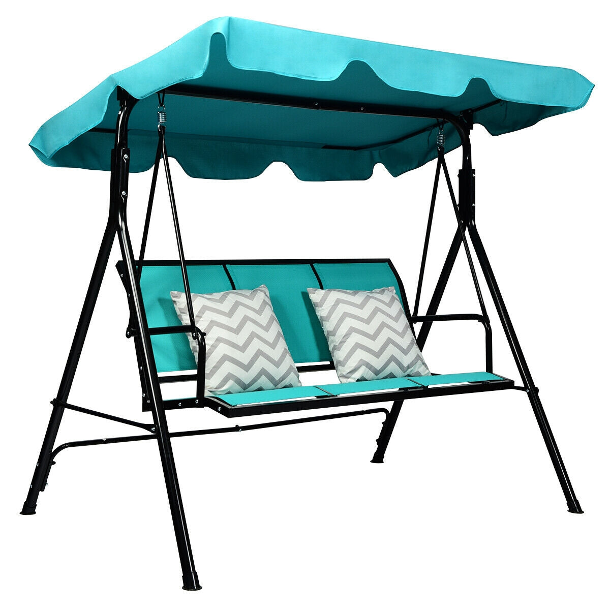 3 Person Steel Frame Patio Swing with Polyester Angle and Adjustable Canopy