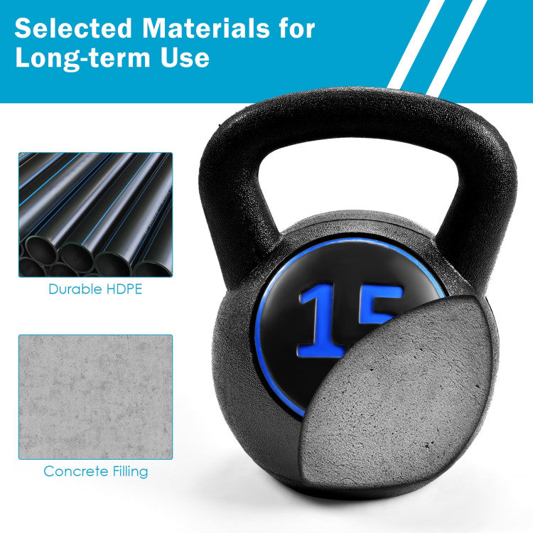 3 Pieces 5 10 15 lbs Kettlebell Weight Set for Home and Office Gym