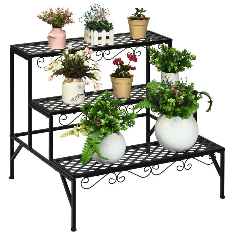 3 Tiers Metal Decorative Plant Stand for Patio and Garden