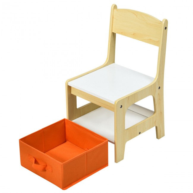 3-In-1 Kids Table Chairs Set With Storage Boxes and Blackboard Whiteboard Drawing