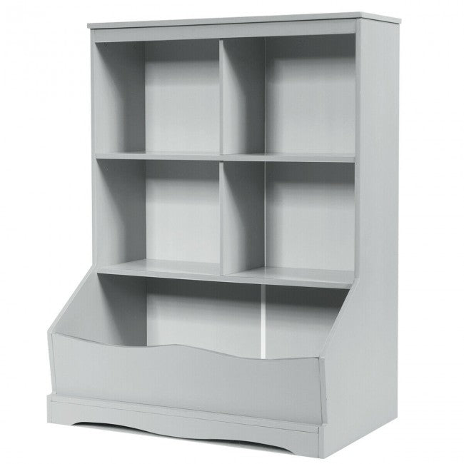 3-Tier Multi-Functional Kids Bookcase with 5 Toys Storage Boxes