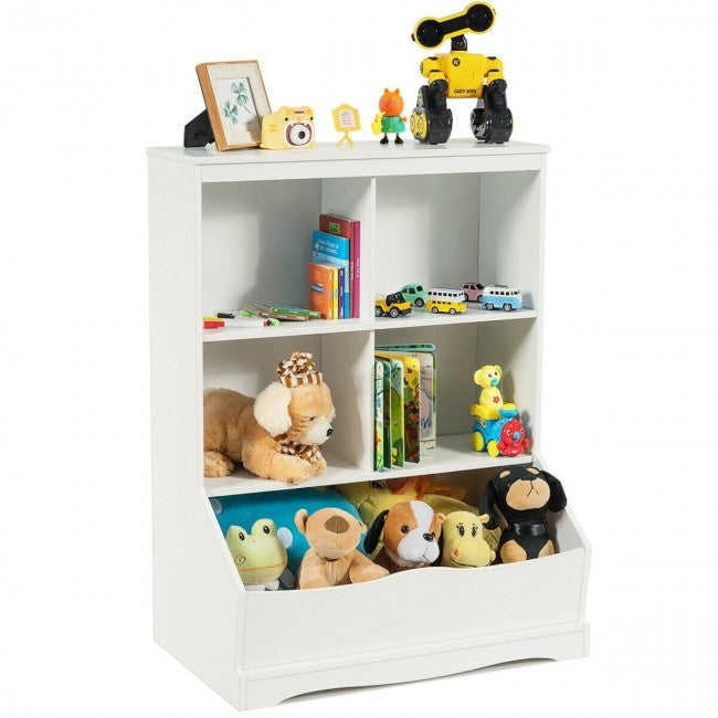 3-Tier Multi-Functional Kids Bookcase with 5 Toys Storage Boxes