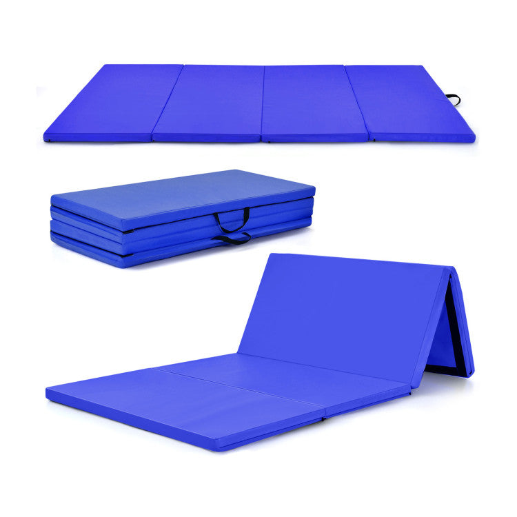 4-Panel Folding Gymnastics & Yoga Mat with Carrying Handles for Home Gym