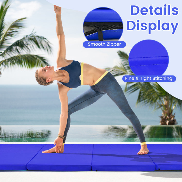 4-Panel Folding Gymnastics & Yoga Mat with Carrying Handles for Home Gym