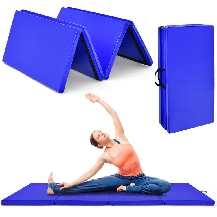 4-Panel Folding Gymnastics & Yoga Mat with Carrying Handles for Home Gym