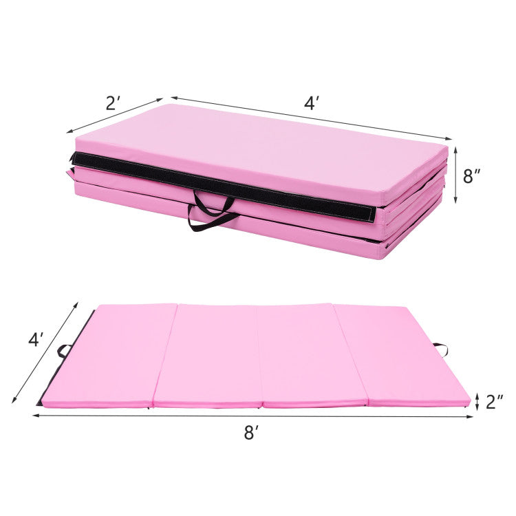 4-Panel Folding Gymnastics & Yoga Mat with Carrying Handles for Home Gym