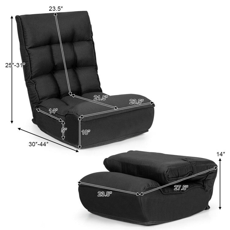 4-Position Adjustable Floor Chair Folding Lazy Sofa for Living Room and Bedroom