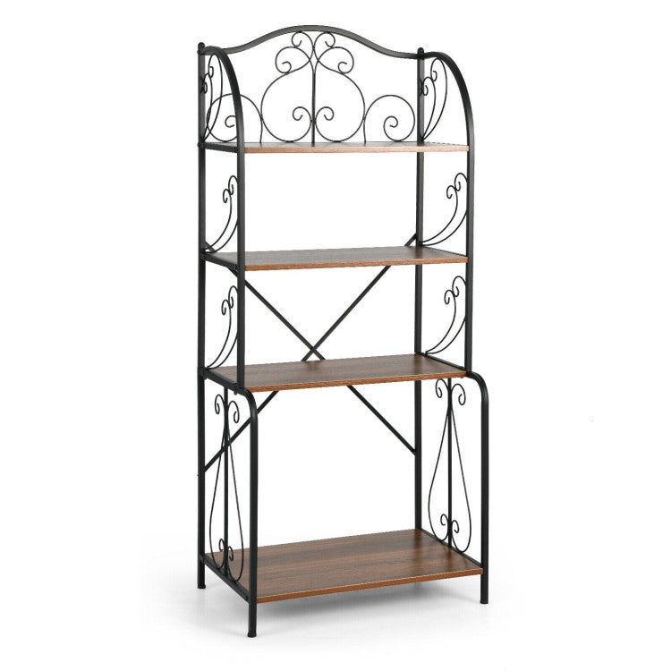 4-Tier Industrial Kitchen Storage Baker's Rack with Anti-toppling Device and X-Bar