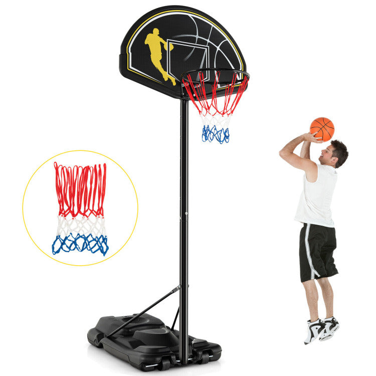 4.25-10 Feet Portable Adjustable Basketball Goal Hoop with Fillable Base