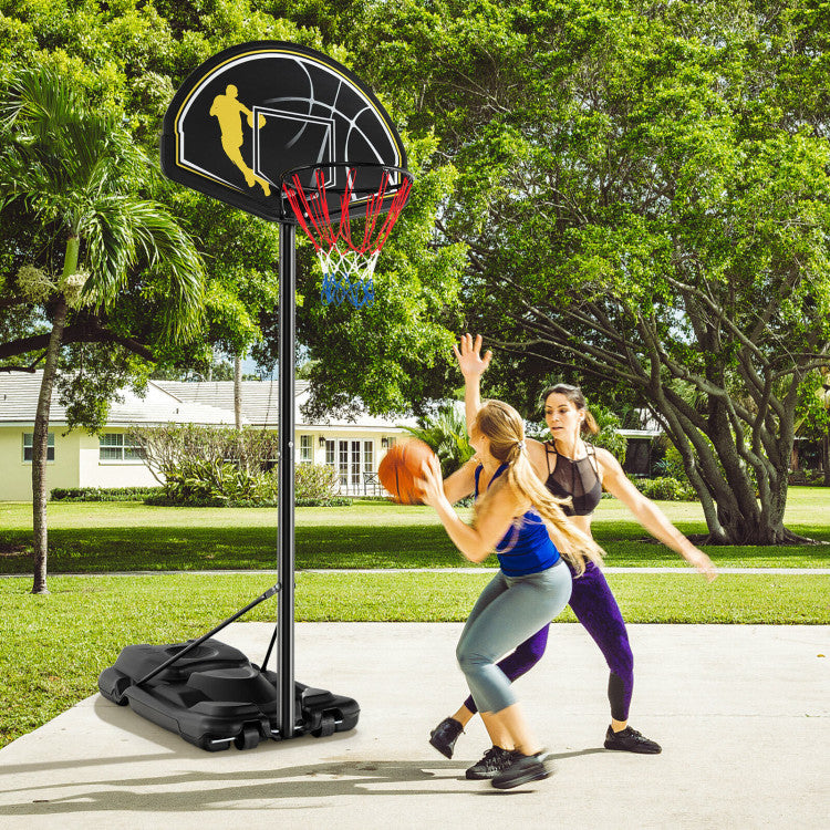 4.25-10 Feet Portable Adjustable Basketball Goal Hoop with Fillable Base