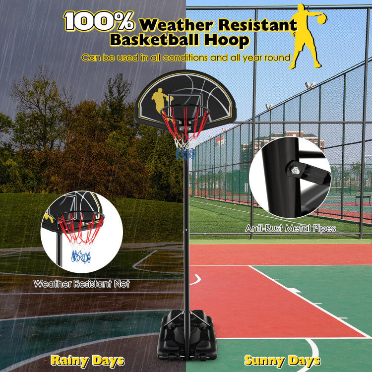 4.25-10 Feet Portable Adjustable Basketball Goal Hoop with Fillable Base