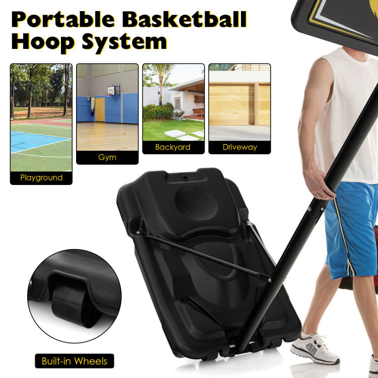 4.25-10 Feet Portable Adjustable Basketball Goal Hoop with Fillable Base