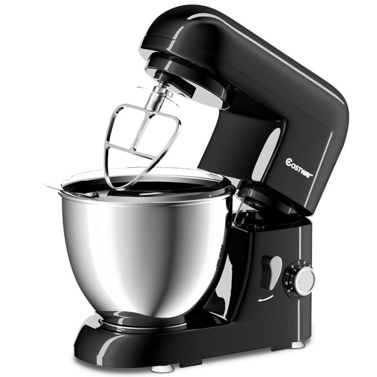 4.3 Qt 550 W Tilt-Head Stainless Steel Bowl Electric Food Stand Mixer with 6-speed Settings