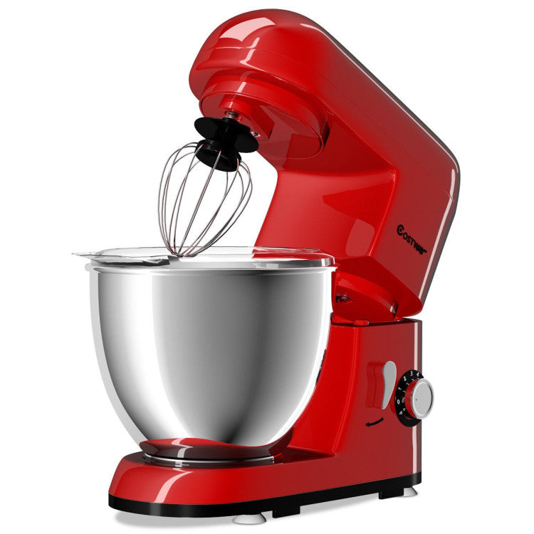 4.3 Qt 550 W Tilt-Head Stainless Steel Bowl Electric Food Stand Mixer with 6-speed Settings